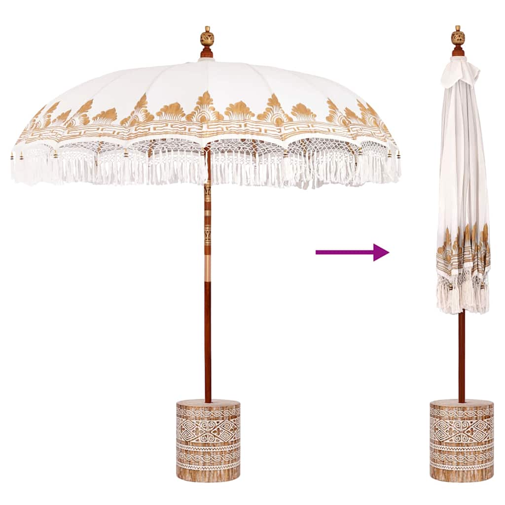 vidaXL Baliński Parasol z Bazą Kremowy 215 x 215 x 260 cm