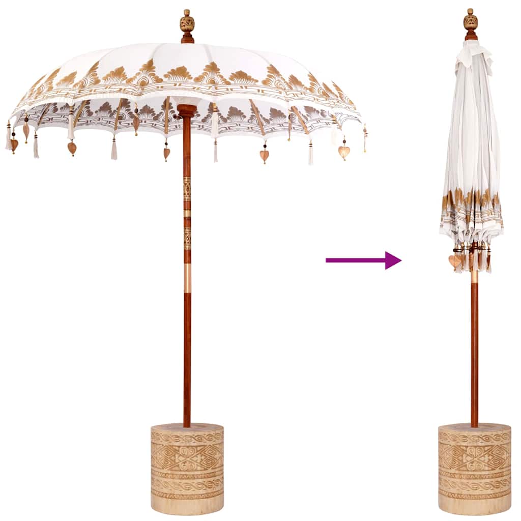 vidaXL Baliński Parasol z Bazą Kremowy 185 x 185 x 260 cm