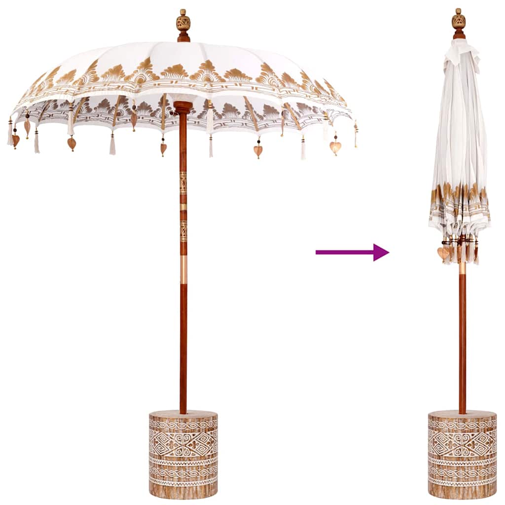vidaXL Baliński Parasol z Bazą Kremowy 185 x 185 x 260 cm