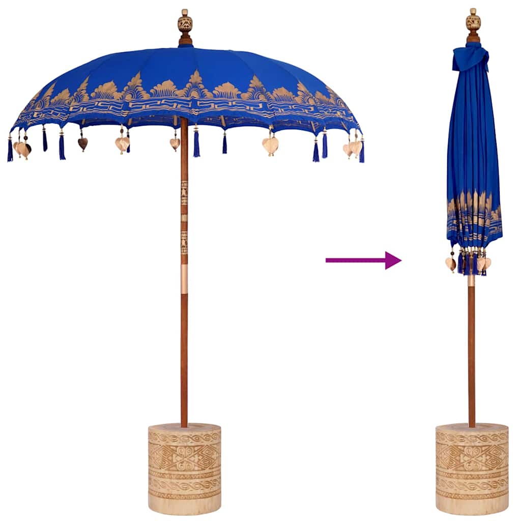 vidaXL Baliński Parasol z Bazą Niebieski 185 x 185 x 260 cm
