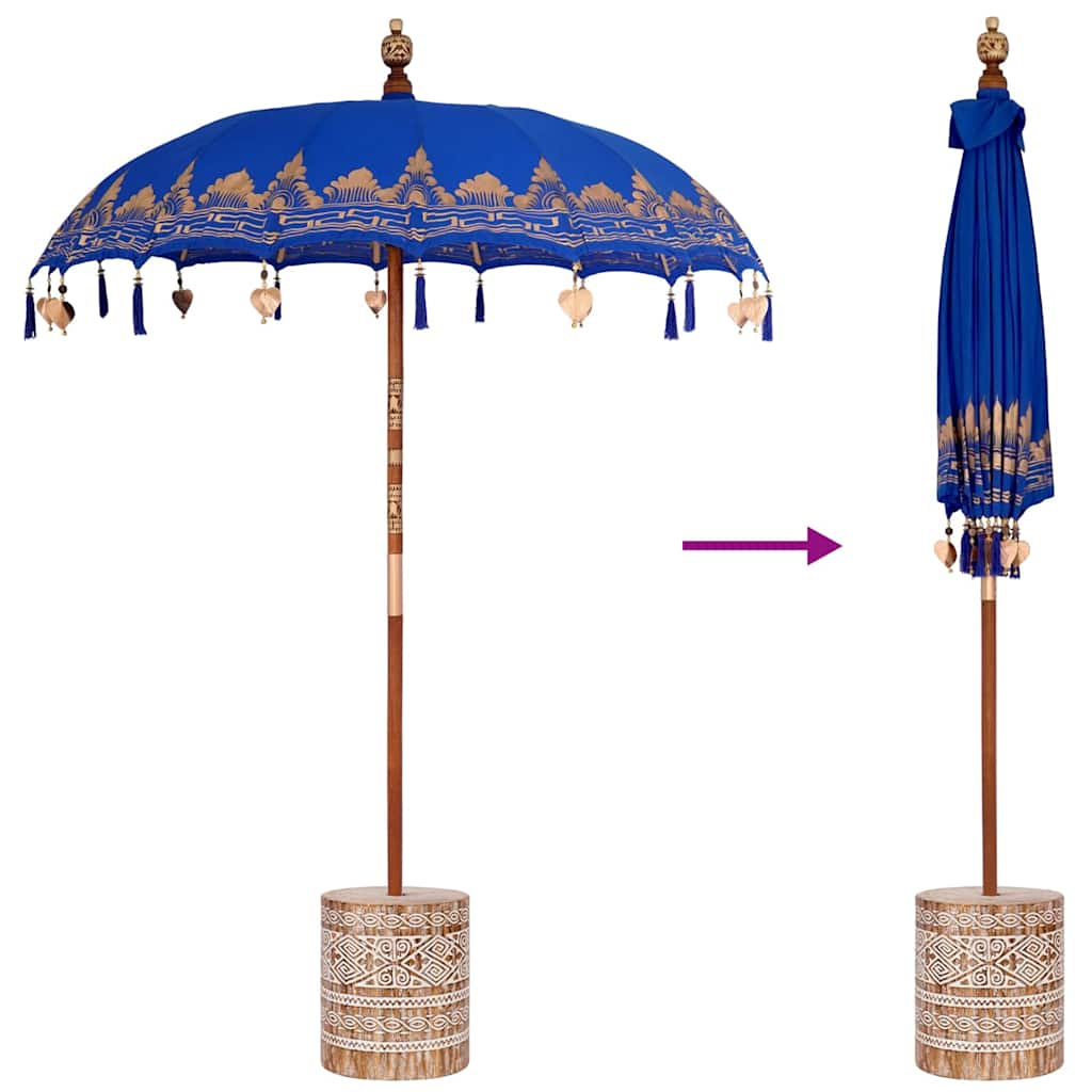 vidaXL Baliński Parasol z Bazą Niebieski 185 x 185 x 260 cm