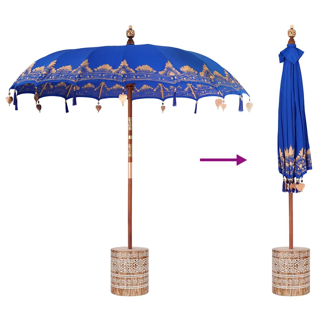 vidaXL Baliński Parasol z Bazą Niebieski 215 x 215 x 260 cm