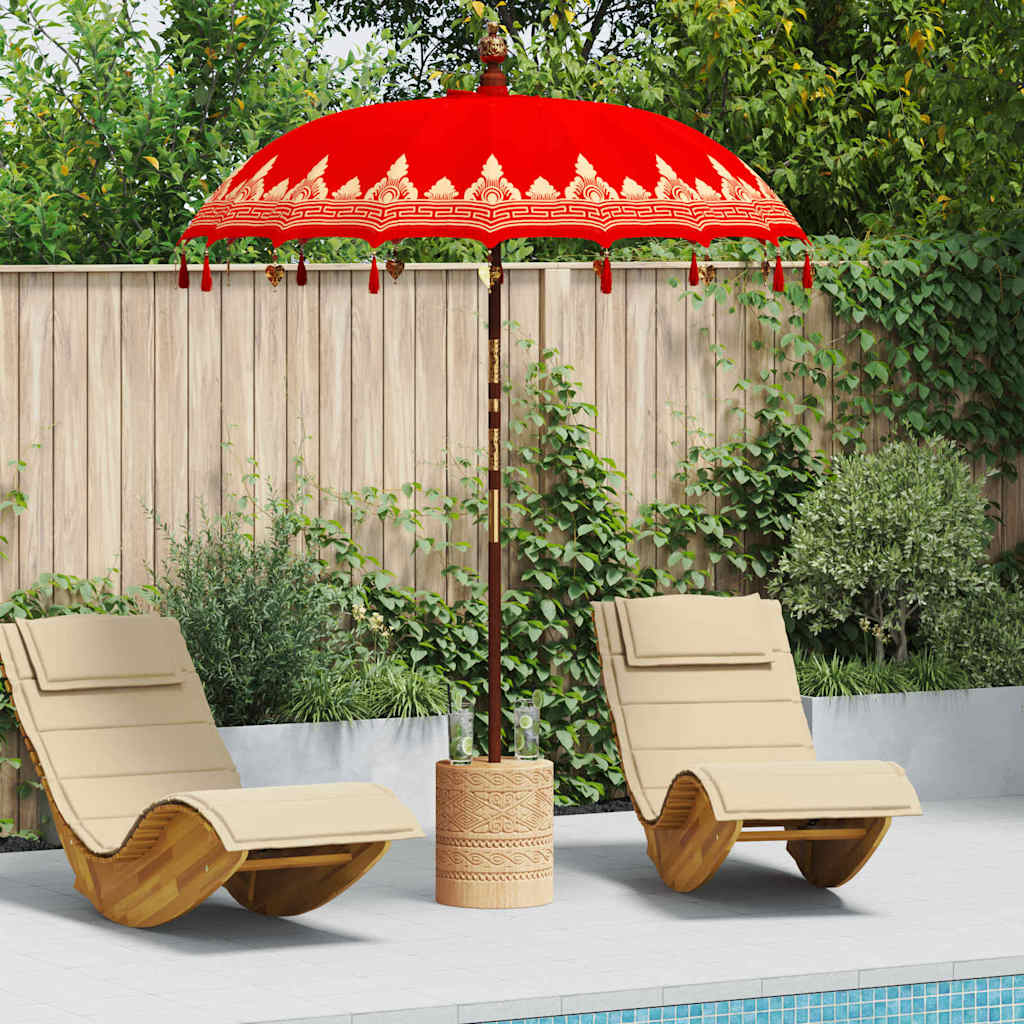 vidaXL Baliński Parasol z Bazą Czerwony 185 x 185 x 260 cm