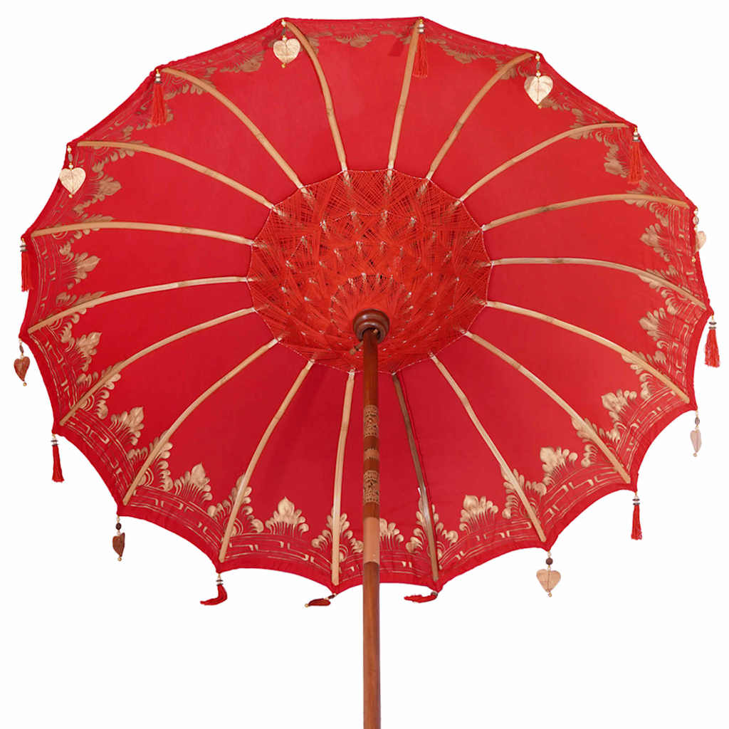 vidaXL Baliński Parasol z Bazą Czerwony 185 x 185 x 260 cm