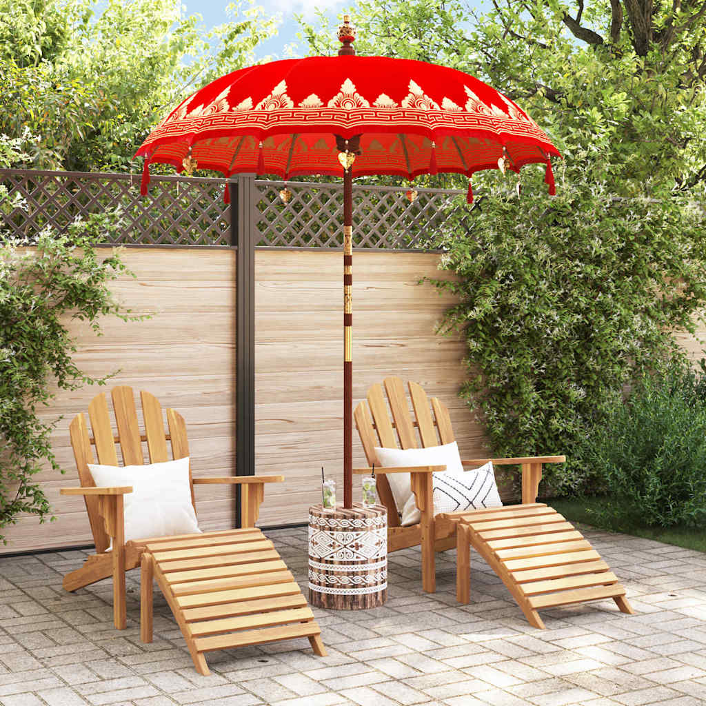 vidaXL Baliński Parasol z Bazą Czerwony 185 x 185 x 260 cm