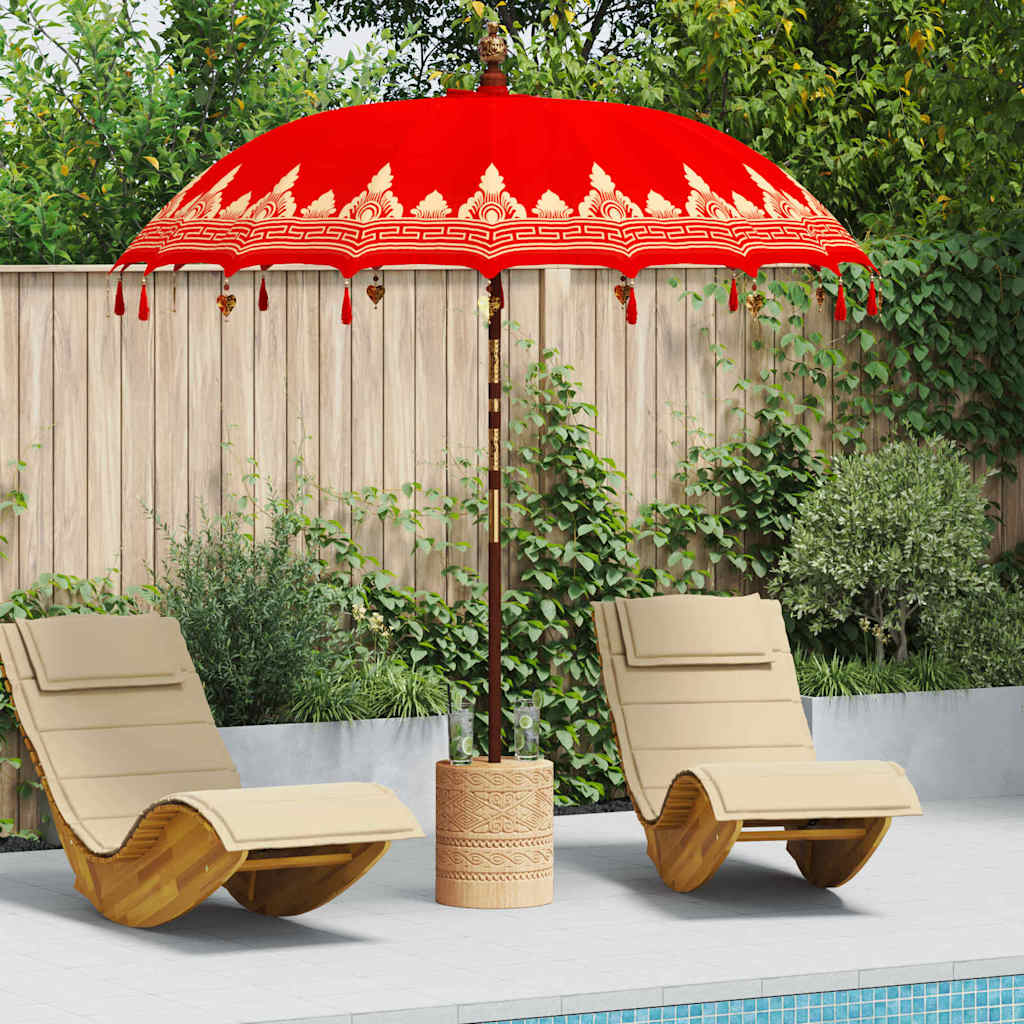 vidaXL Baliński Parasol z Bazą Czerwony 215 x 215 x 260 cm