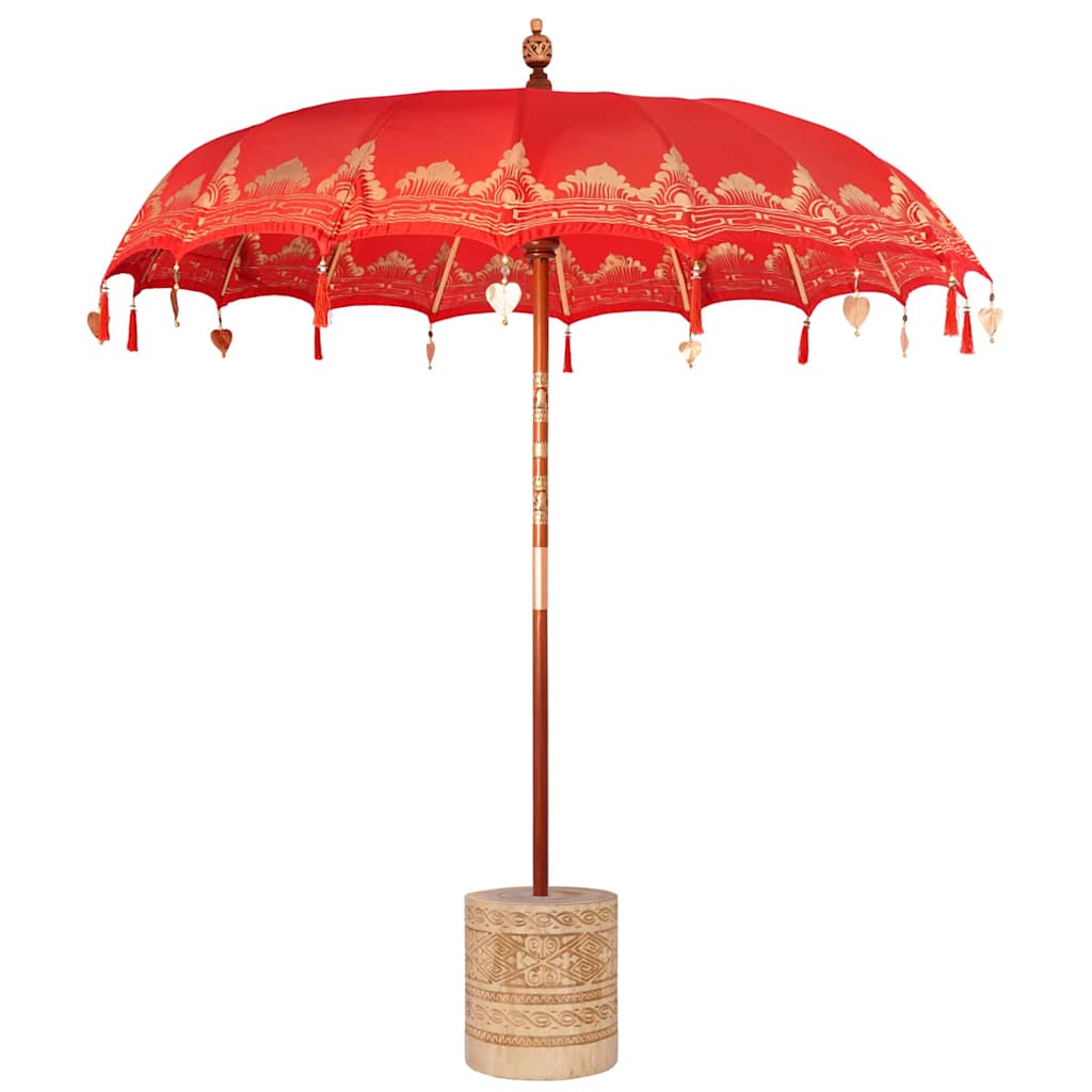 vidaXL Baliński Parasol z Bazą Czerwony 215 x 215 x 260 cm