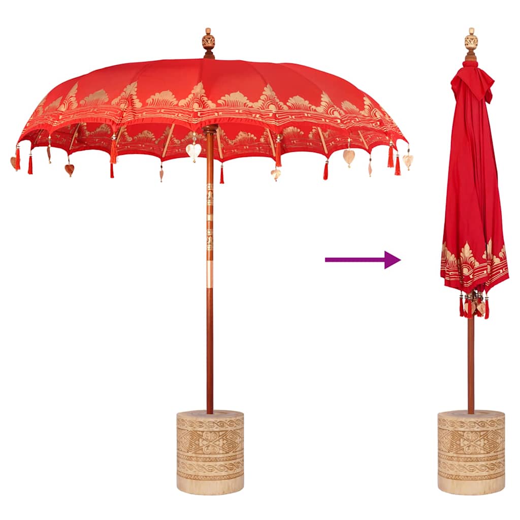 vidaXL Baliński Parasol z Bazą Czerwony 215 x 215 x 260 cm