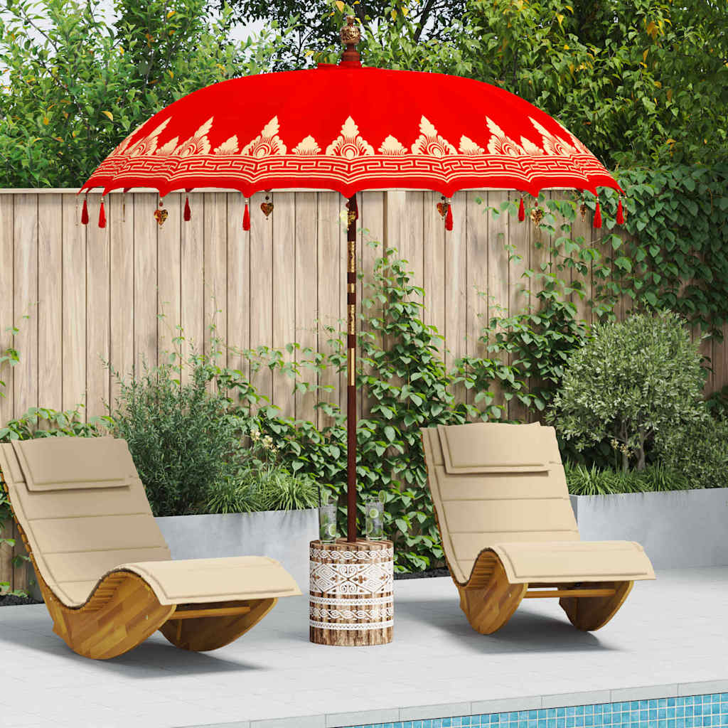 vidaXL Baliński Parasol z Bazą Czerwony 215 x 215 x 260 cm
