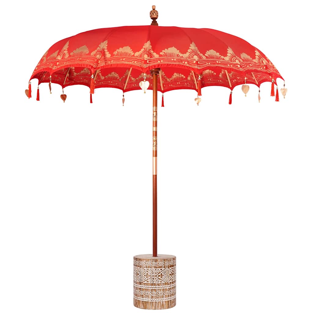 vidaXL Baliński Parasol z Bazą Czerwony 215 x 215 x 260 cm