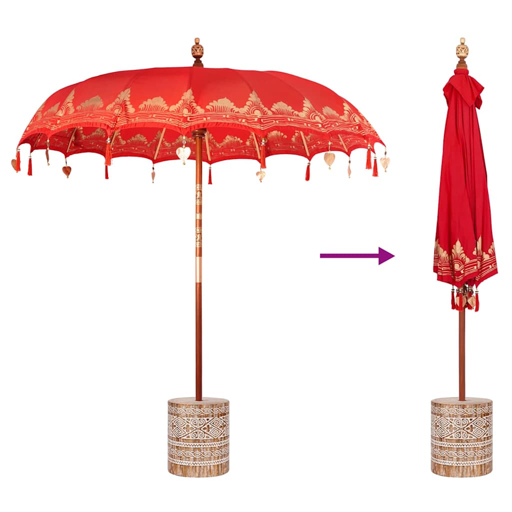 vidaXL Baliński Parasol z Bazą Czerwony 215 x 215 x 260 cm