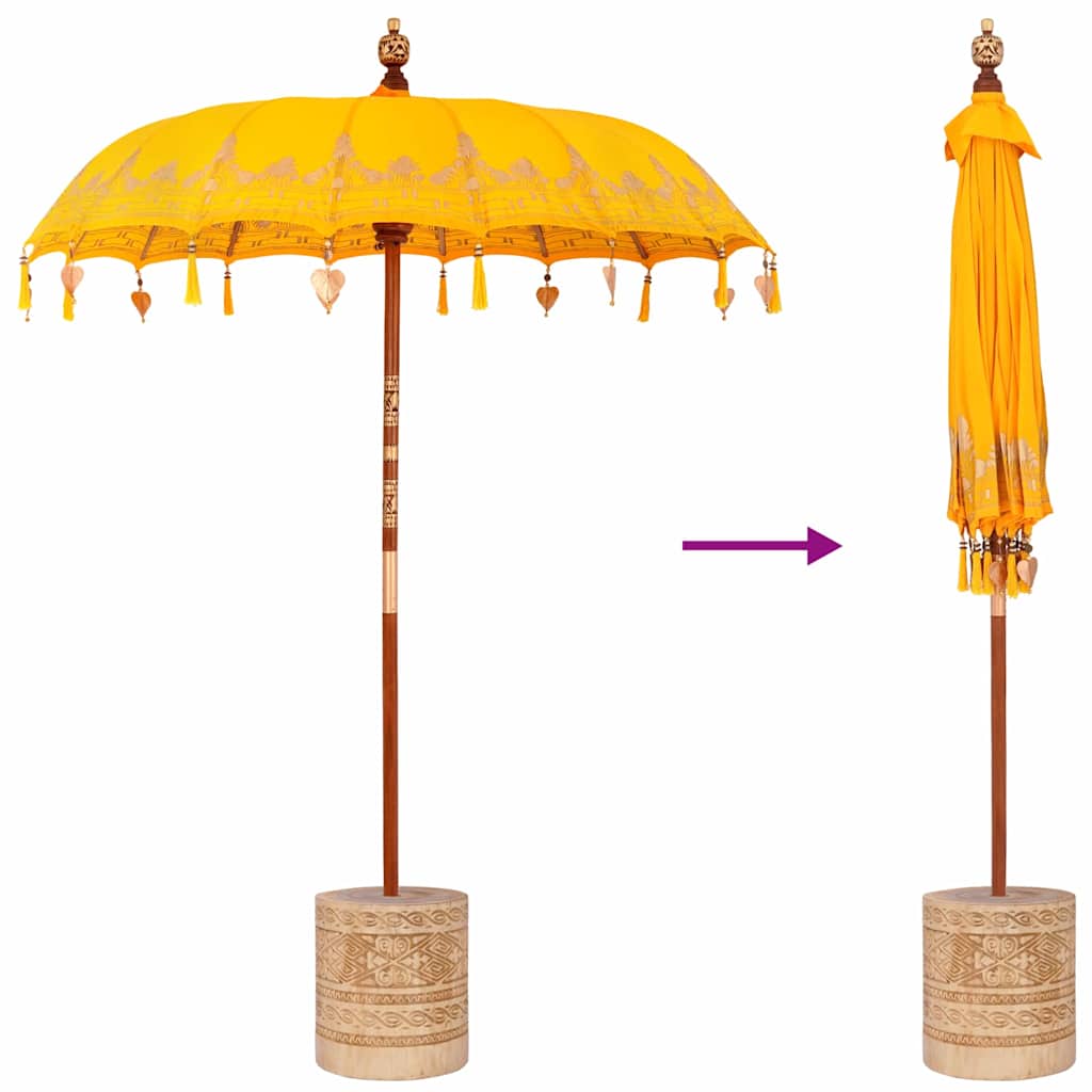 vidaXL Baliński Parasol z Bazą Żółty 185 x 185 x 260 cm