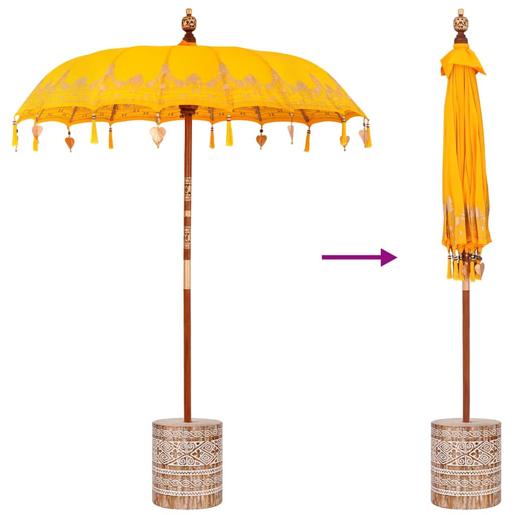 vidaXL Baliński Parasol z Bazą Żółty 185 x 185 x 260 cm