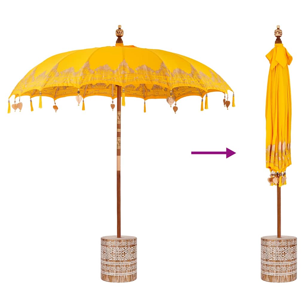 vidaXL Baliński Parasol z Bazą Żółty 215 x 215 x 260 cm