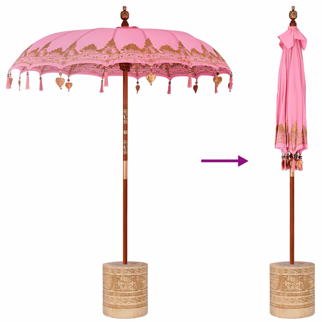 vidaXL Baliński Parasol z Bazą Różowy 185 x 185 x 260 cm