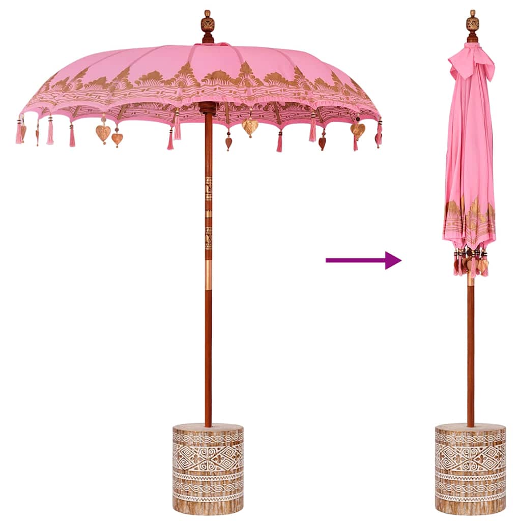 vidaXL Baliński Parasol z Bazą Różowy 185 x 185 x 260 cm
