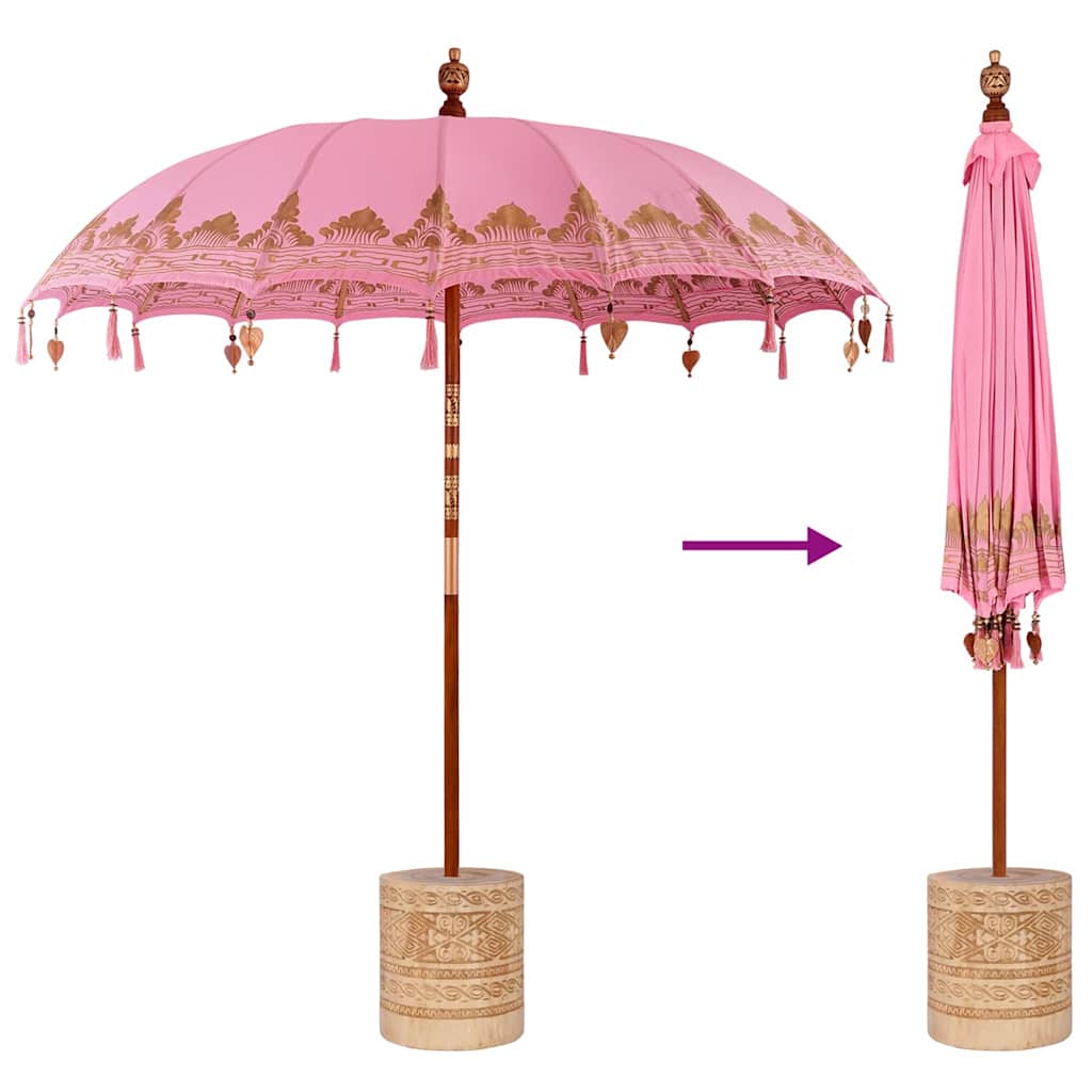 vidaXL Baliński Parasol z Bazą Różowy 215 x 215 x 260 cm
