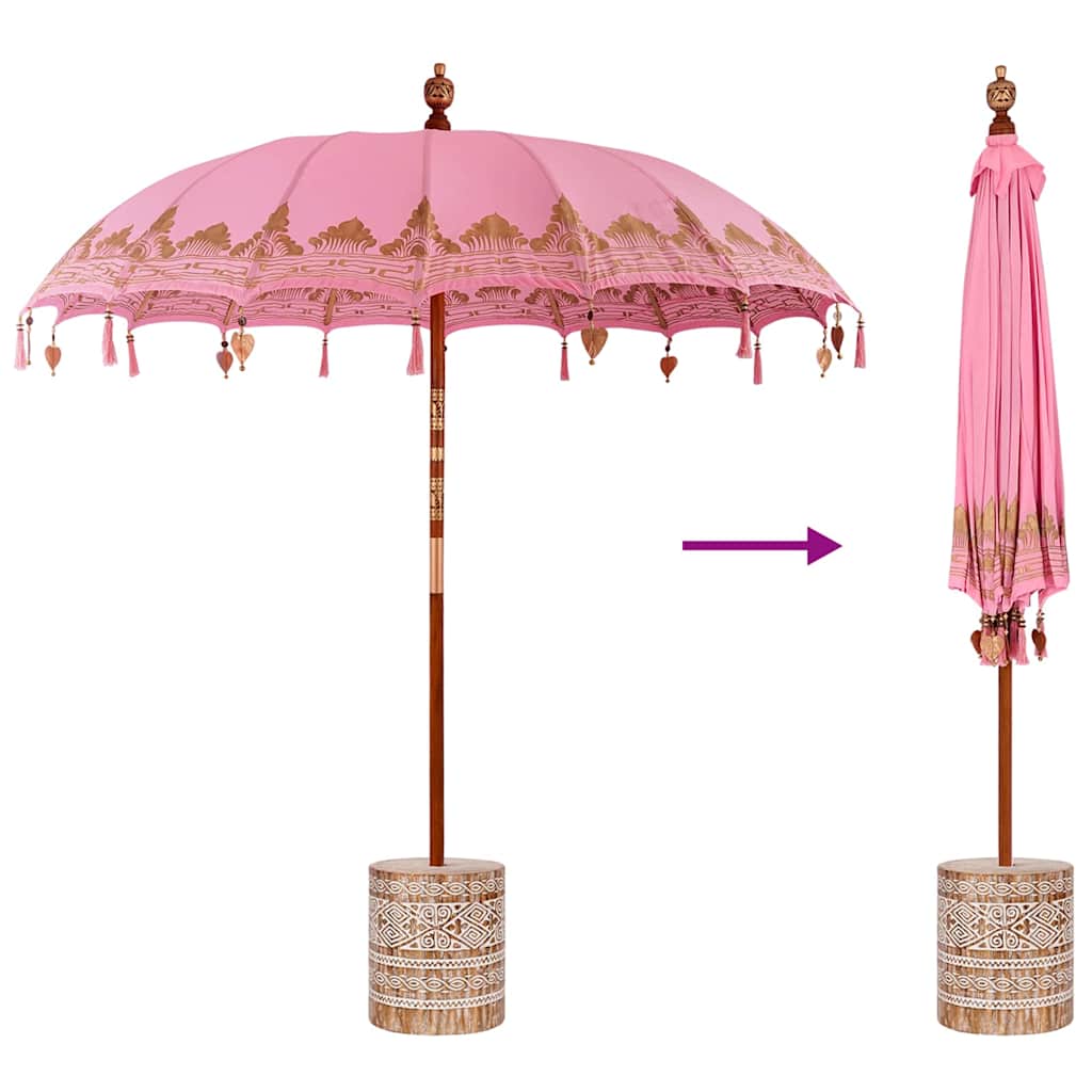 vidaXL Baliński Parasol z Bazą Różowy 215 x 215 x 260 cm