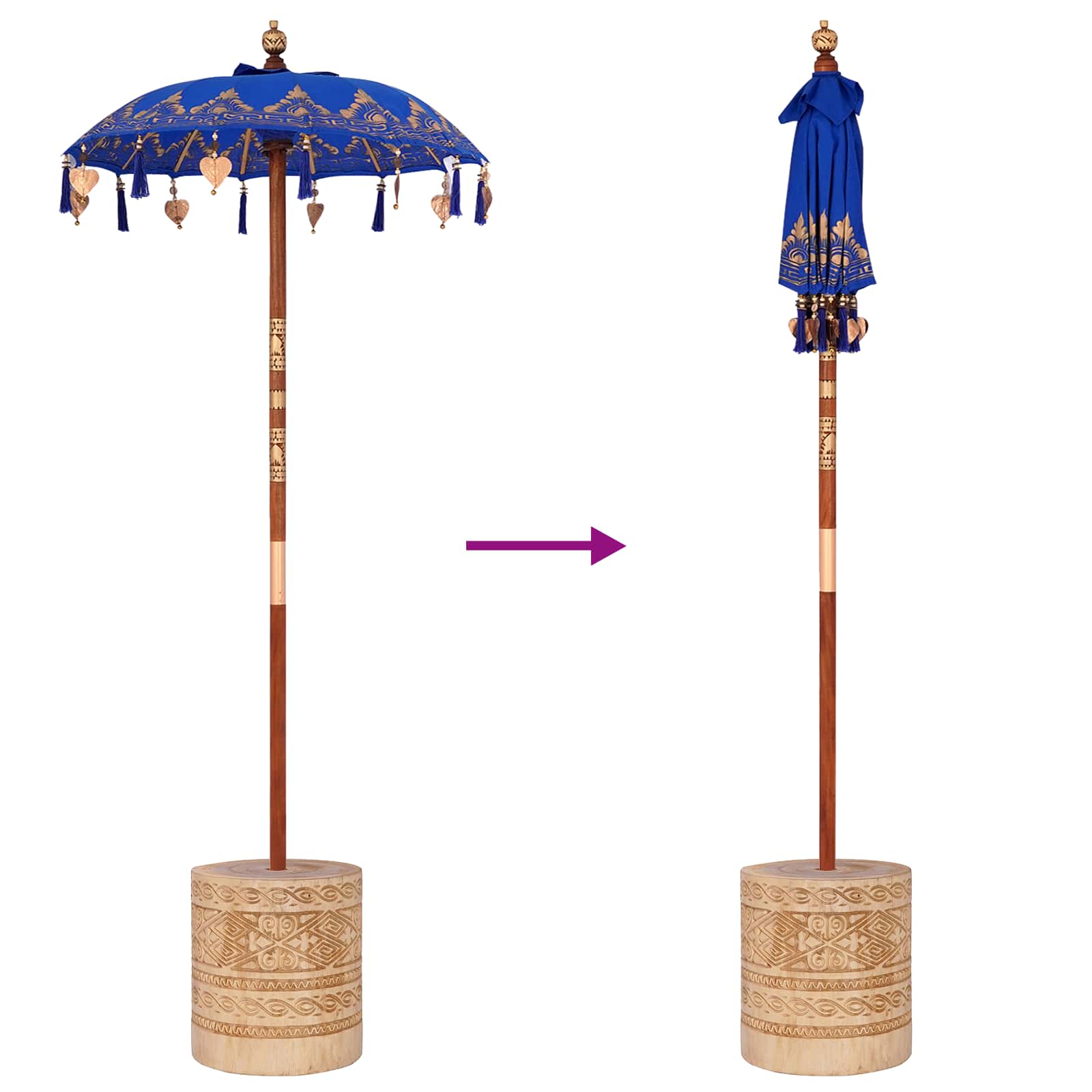 vidaXL Baliński Parasol z Bazą Niebieski 95 x 95 x 260 cm