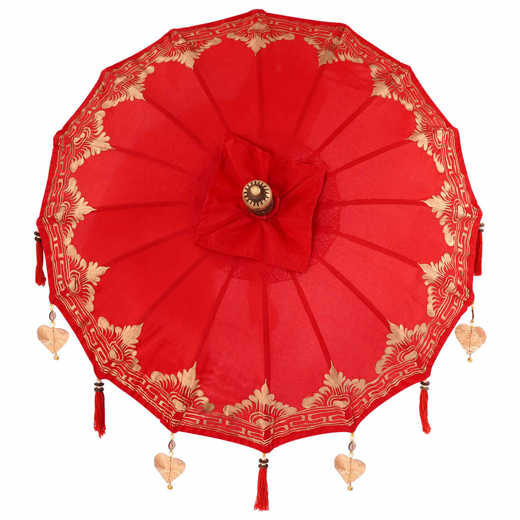 vidaXL Baliński Parasol z Bazą Czerwony 95 x 95 x 260 cm