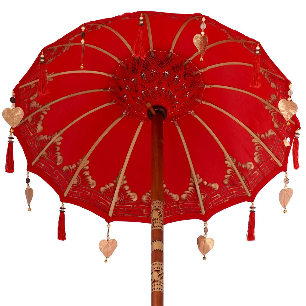 vidaXL Baliński Parasol z Bazą Czerwony 95 x 95 x 260 cm