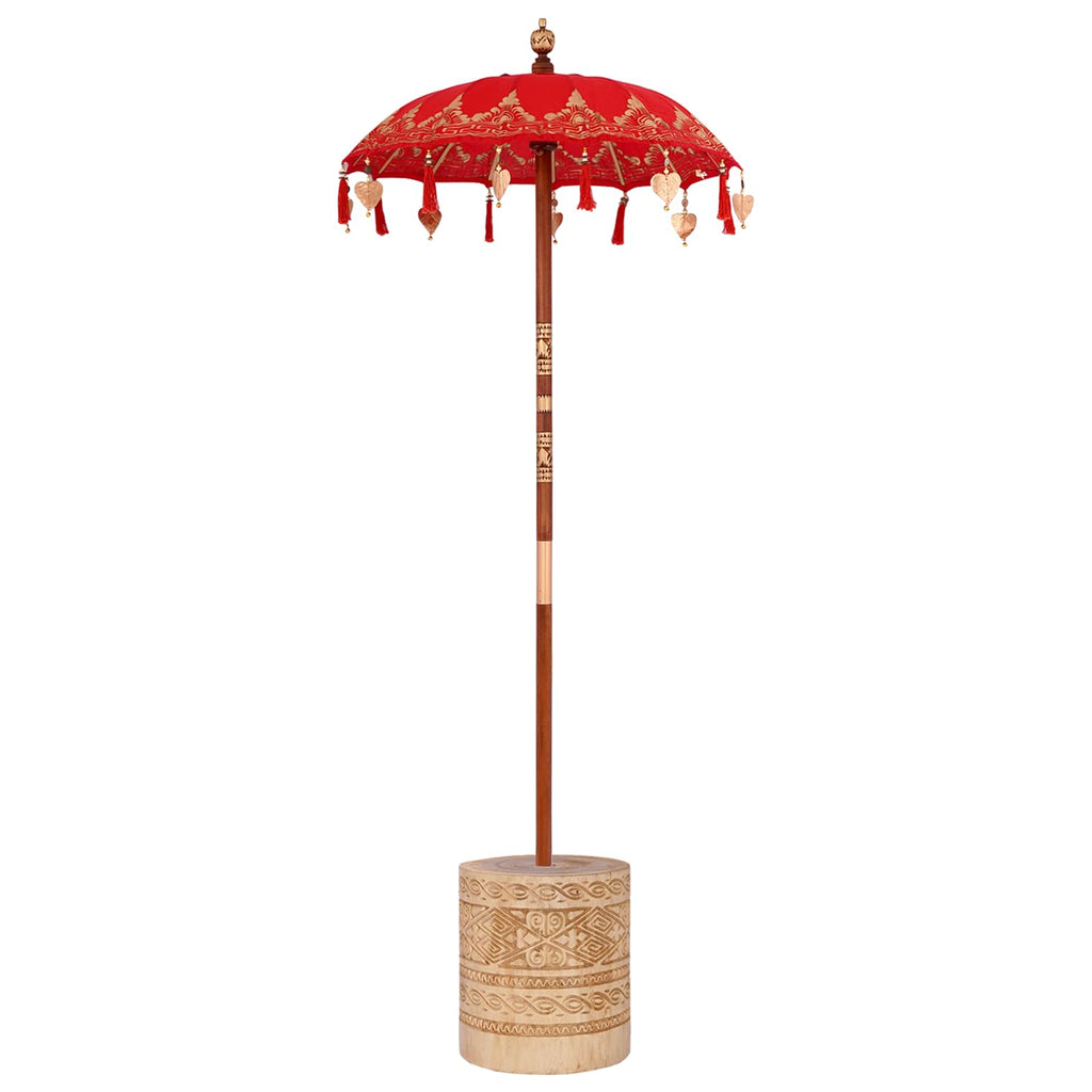vidaXL Baliński Parasol z Bazą Czerwony 95 x 95 x 260 cm
