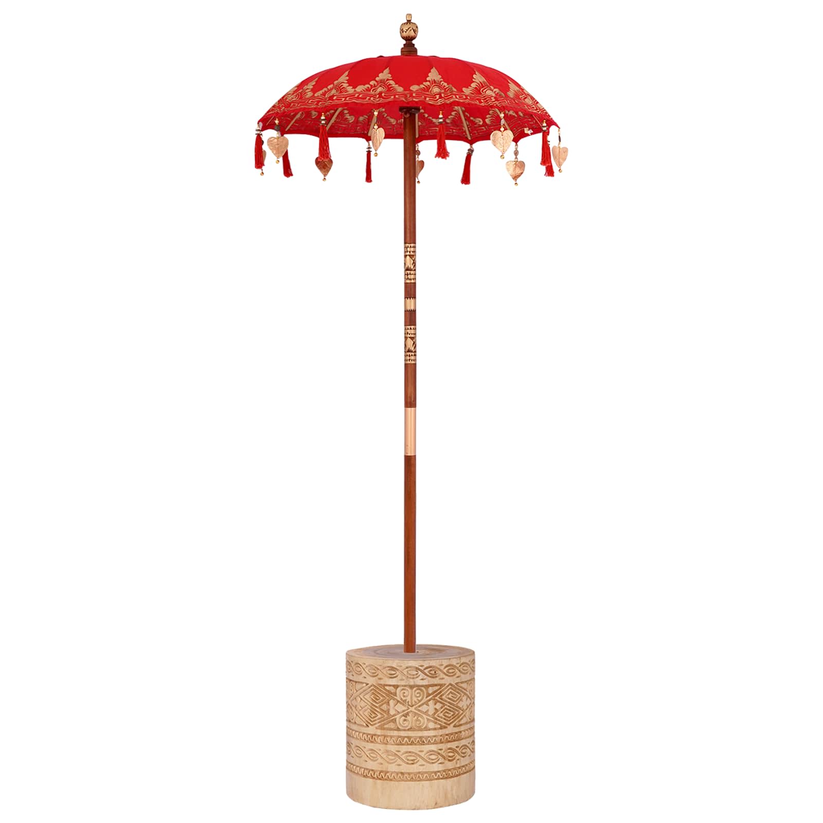 vidaXL Baliński Parasol z Bazą Czerwony 95 x 95 x 260 cm
