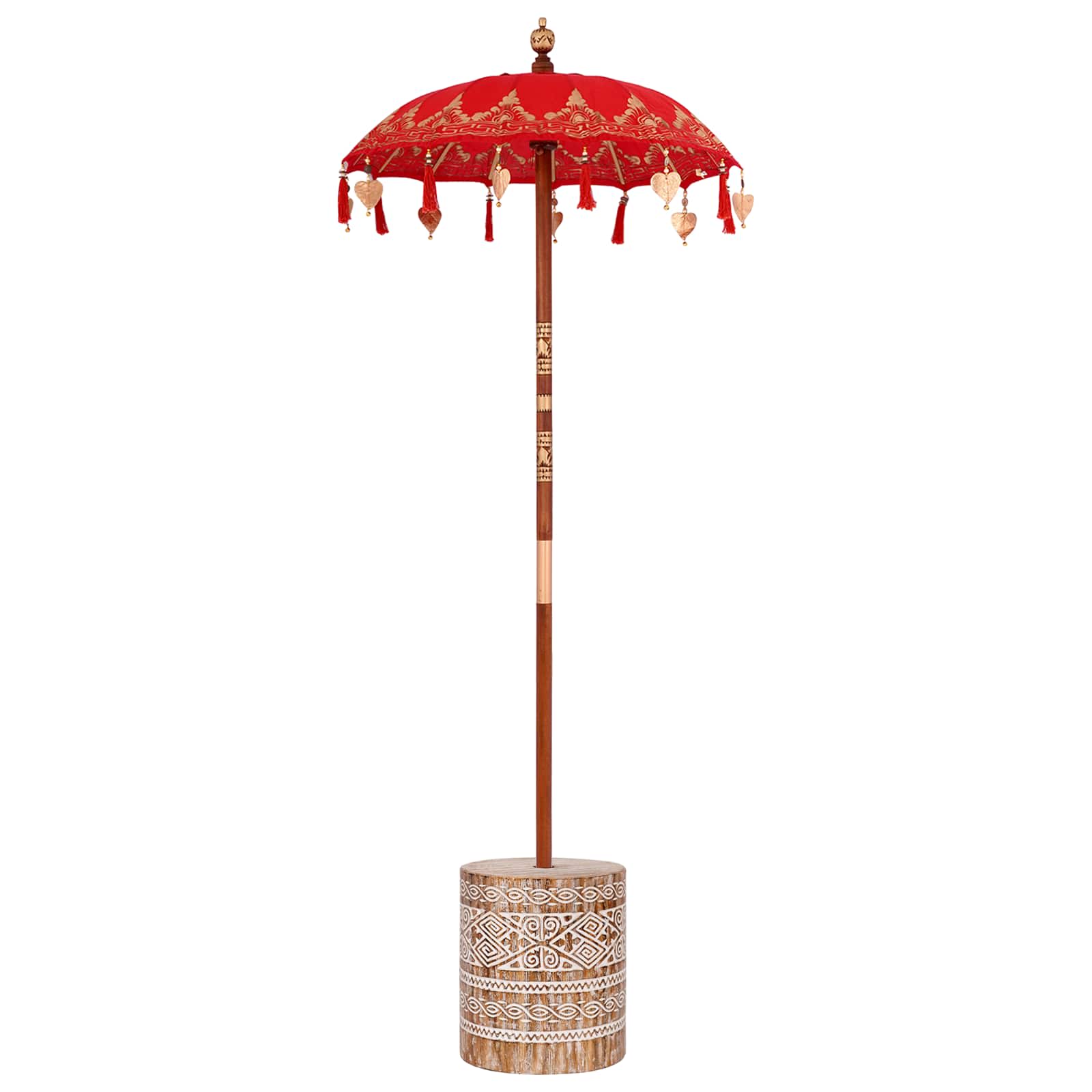 vidaXL Baliński Parasol z Bazą Czerwony 95 x 95 x 260 cm