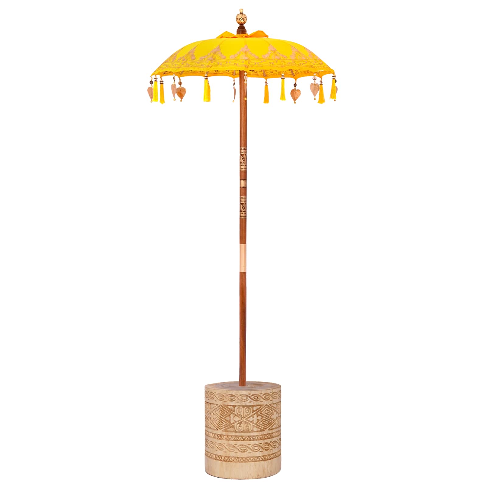 vidaXL Baliński Parasol z Bazą Żółty 95 x 95 x 260 cm