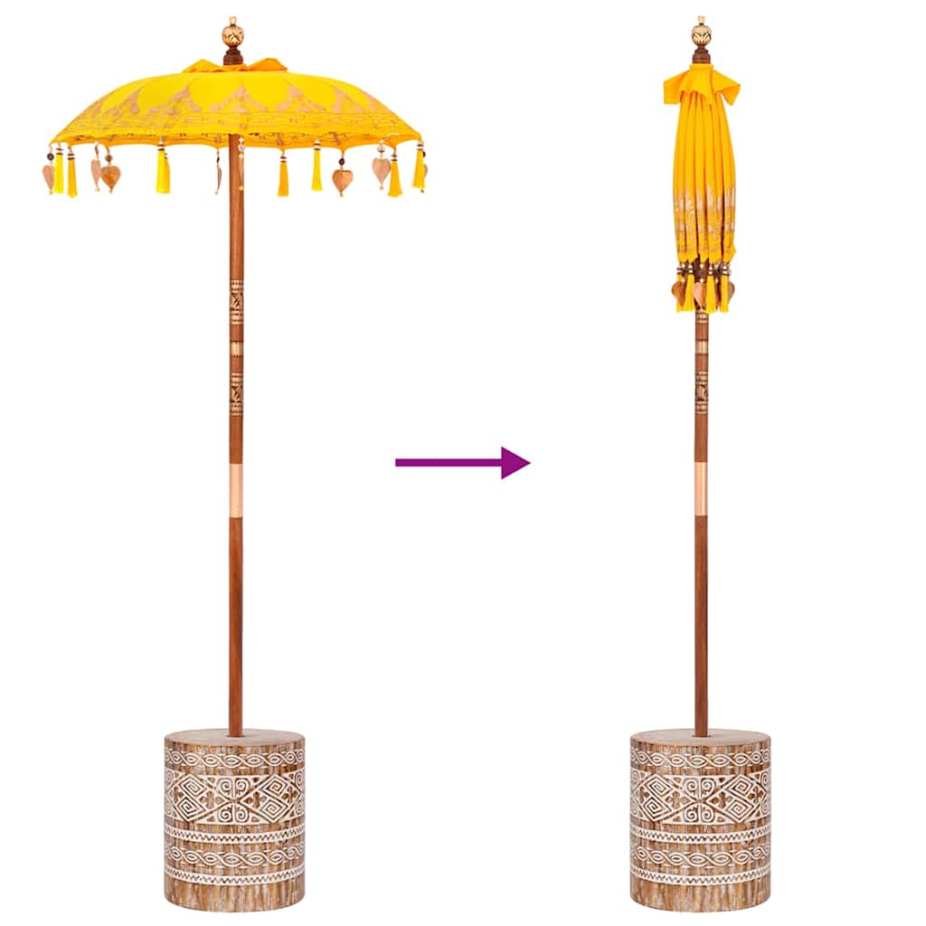 vidaXL Baliński Parasol z Bazą Żółty 95 x 95 x 260 cm