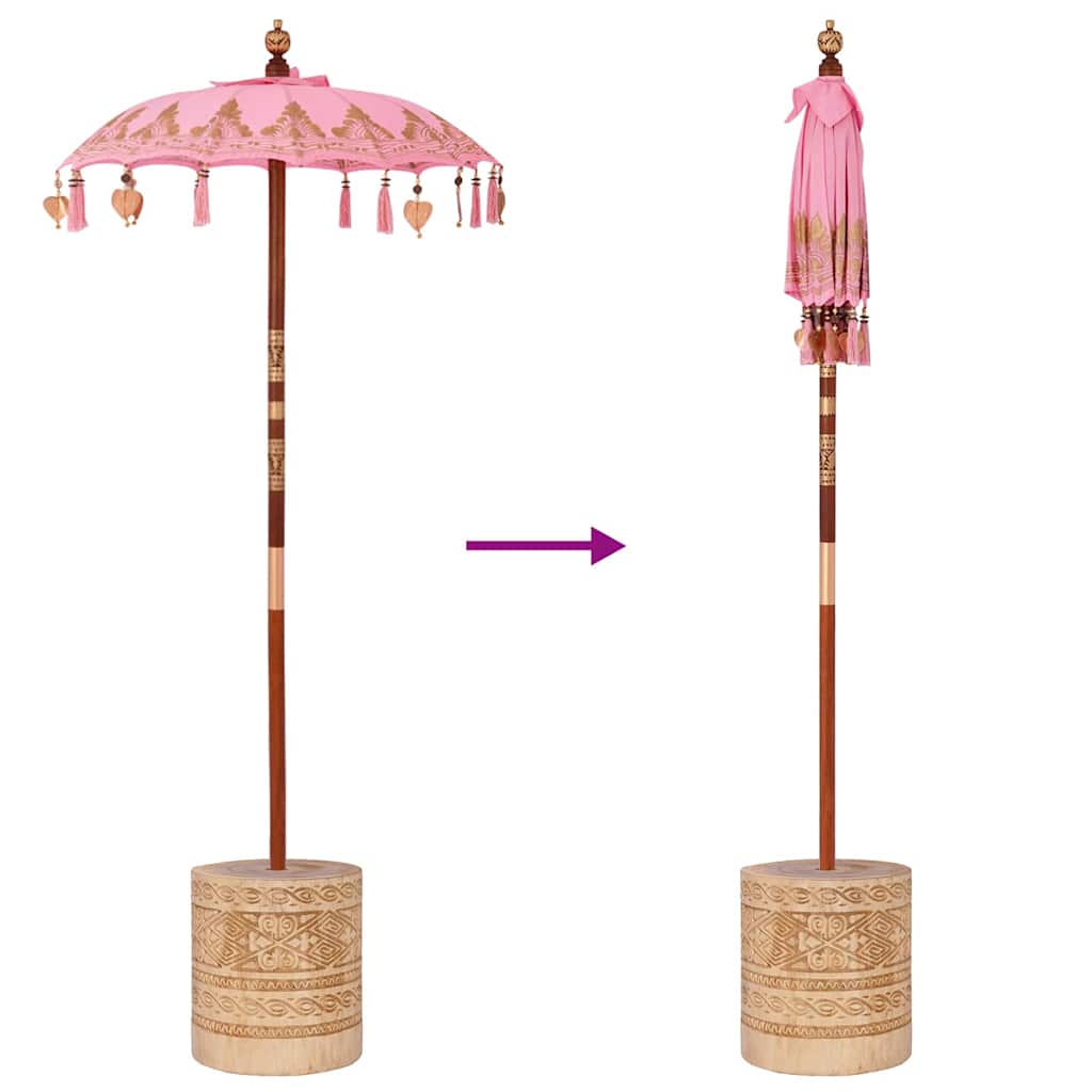 vidaXL Baliński Parasol z Bazą Różowy 95 x 95 x 260 cm