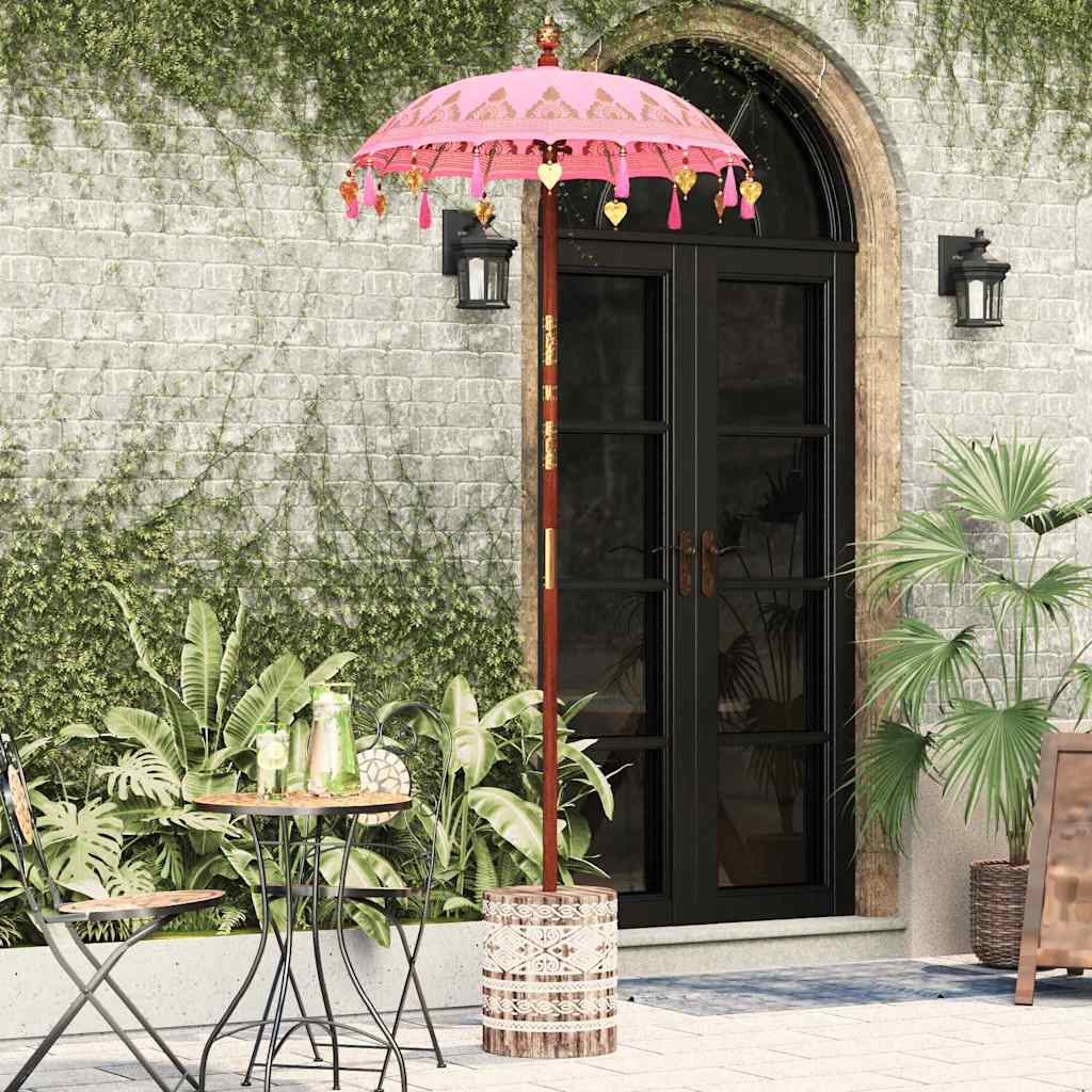 vidaXL Baliński Parasol z Bazą Różowy 95 x 95 x 260 cm