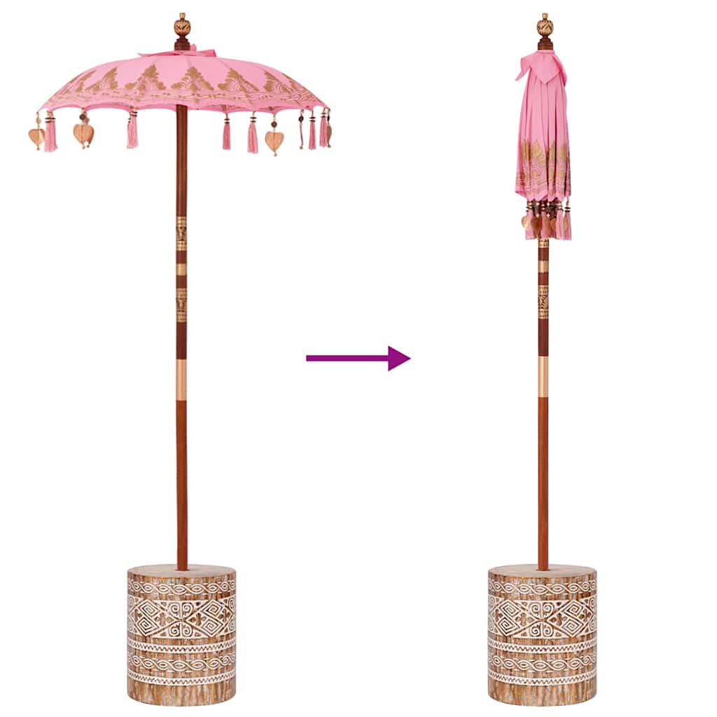 vidaXL Baliński Parasol z Bazą Różowy 95 x 95 x 260 cm