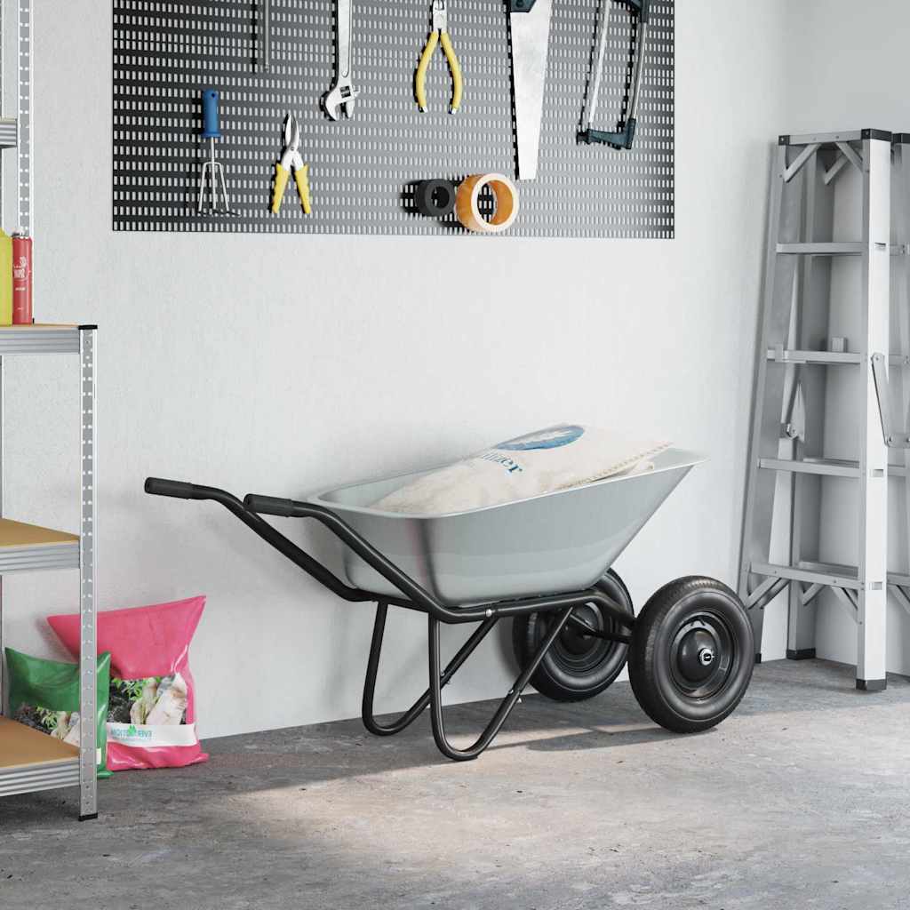 vidaXL Wózek Srebrny i czarny 137 x 60 x 65,5 cm Stal
