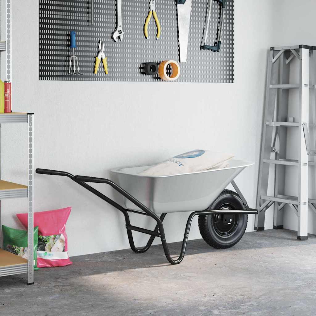 vidaXL Wózek Srebrny i czarny 141 x 60 x 57 cm Stal