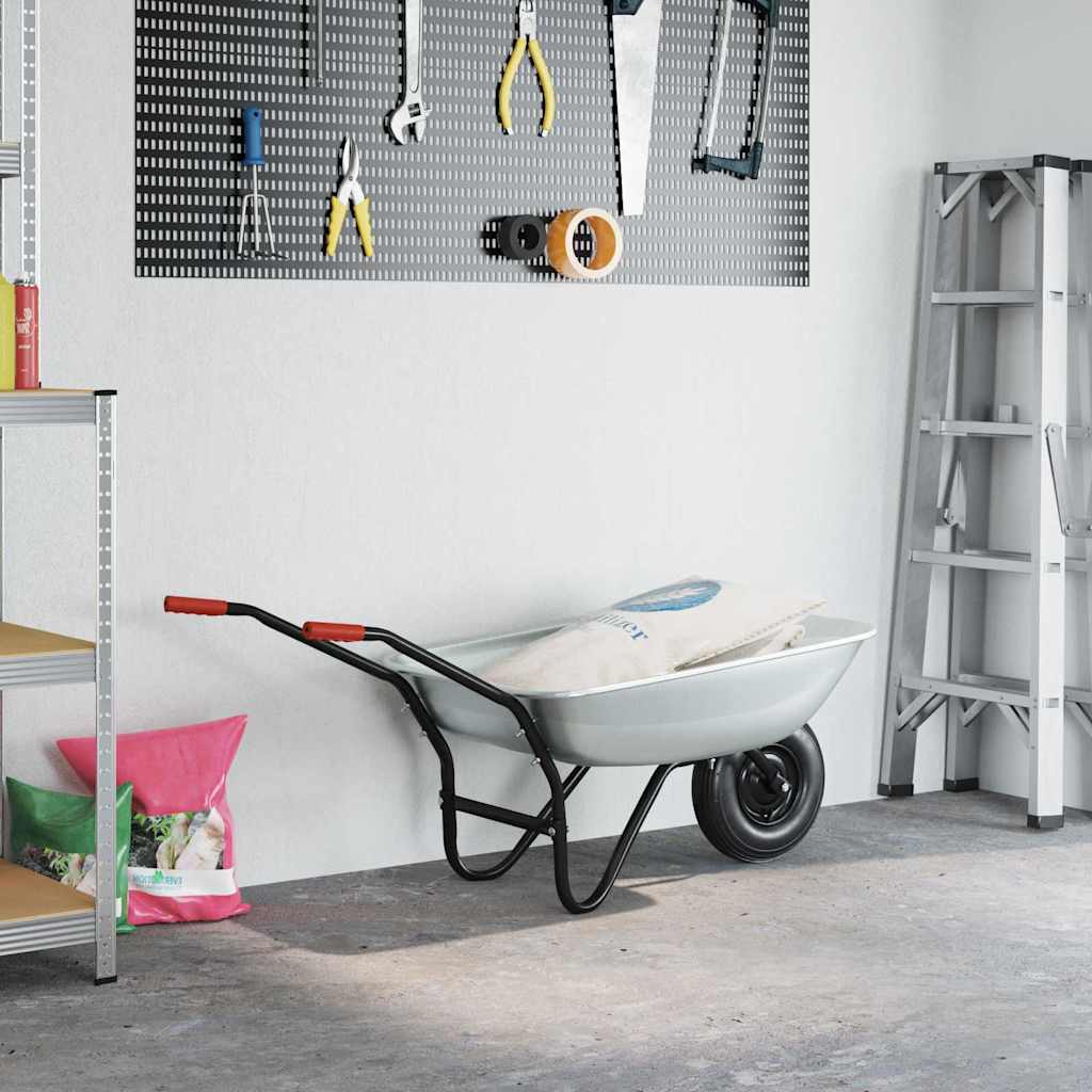 vidaXL Wózek Srebrny i czarny 133 x 62,5 x 58 cm Stal