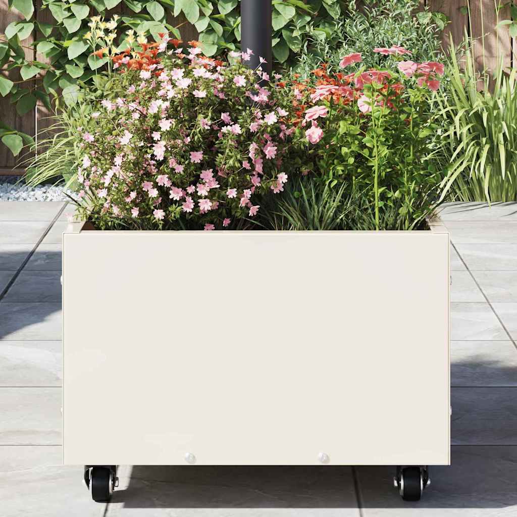 vidaXL Podstawa do parasola Biały 45 x 45 x 45 cm Stal