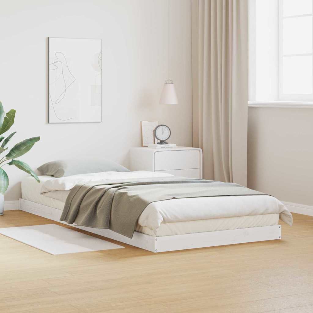 vidaXL Stelaż łóżkowy Biały 80 x 210 cm Lite drewno sosnowe