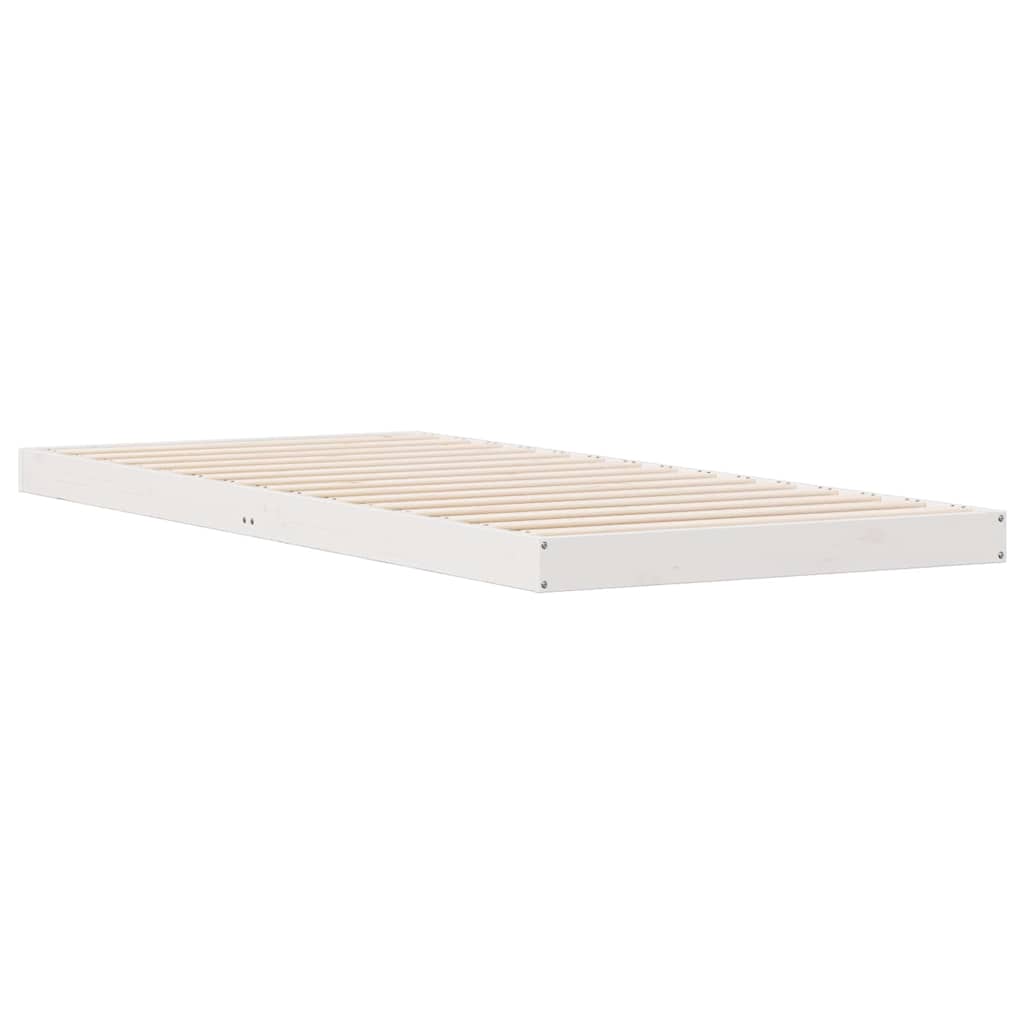 vidaXL Stelaż łóżkowy Biały 80 x 210 cm Lite drewno sosnowe