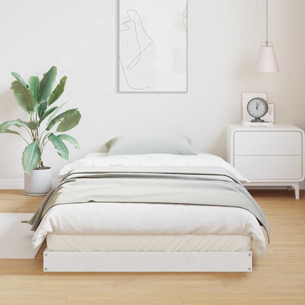 vidaXL Stelaż łóżkowy Biały 100 x 210 cm Lite drewno sosnowe