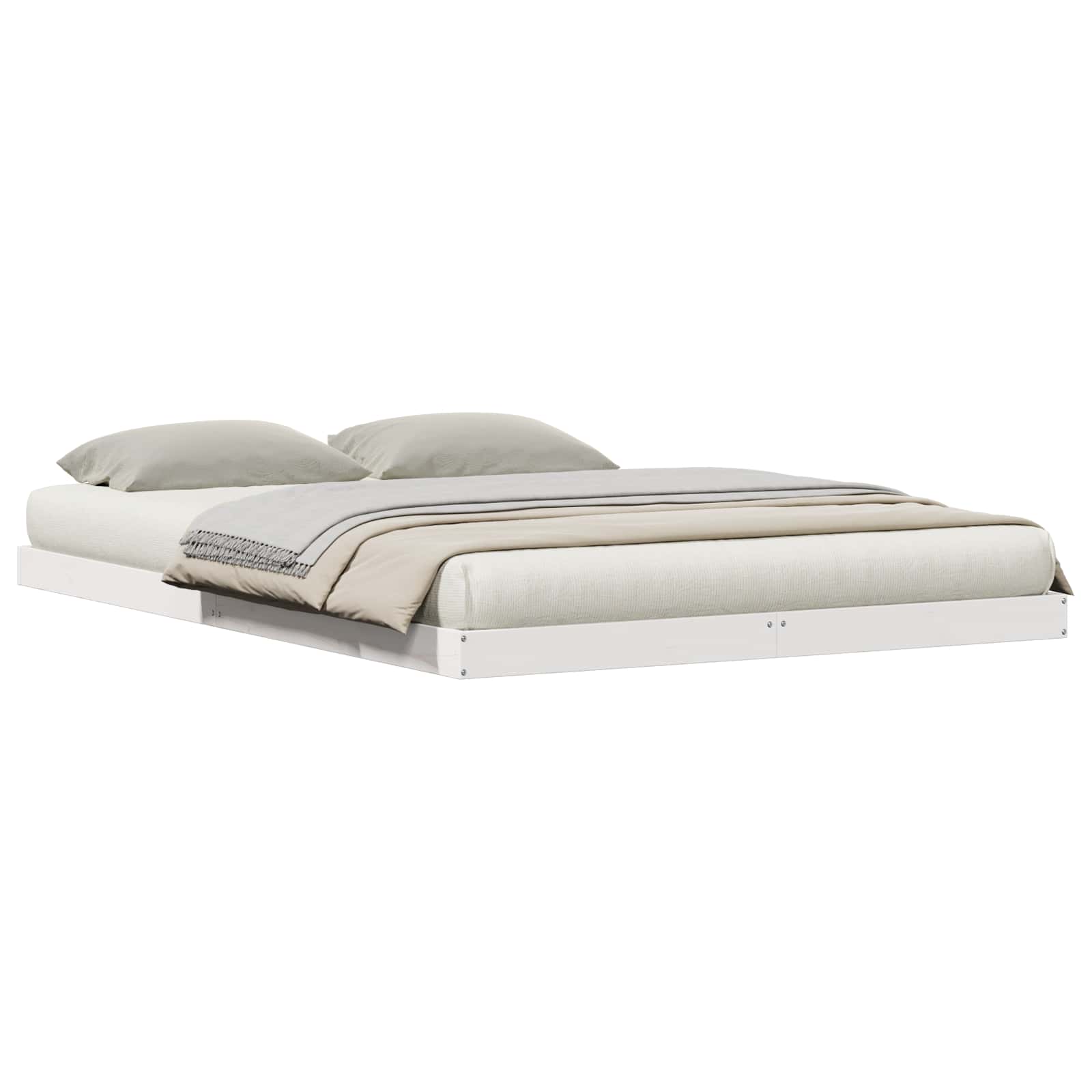 vidaXL Stelaż łóżkowy Biały 160 x 210 cm Lite drewno sosnowe