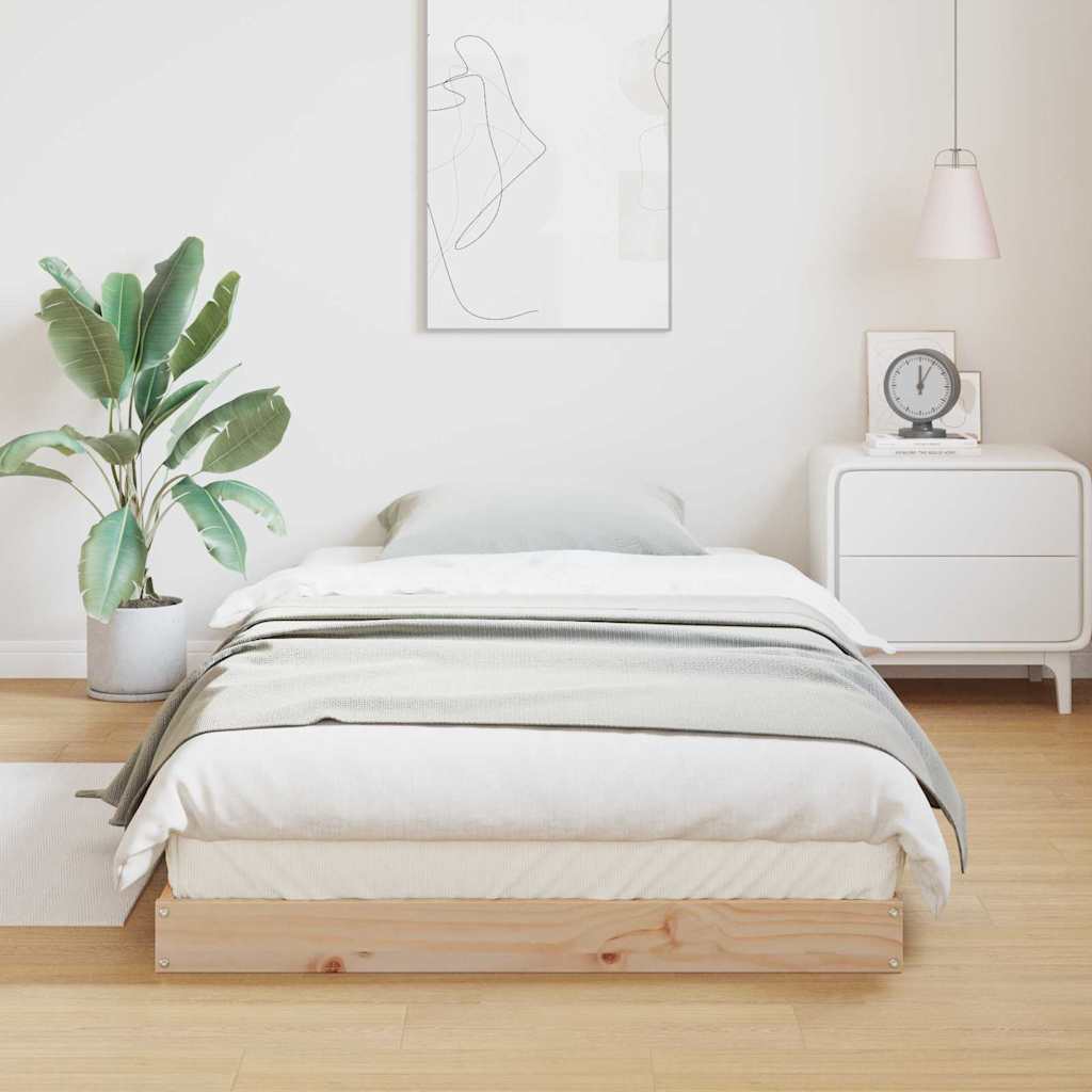 vidaXL Stelaż łóżkowy Naturalny 90 x 220 cm Lite drewno sosnowe