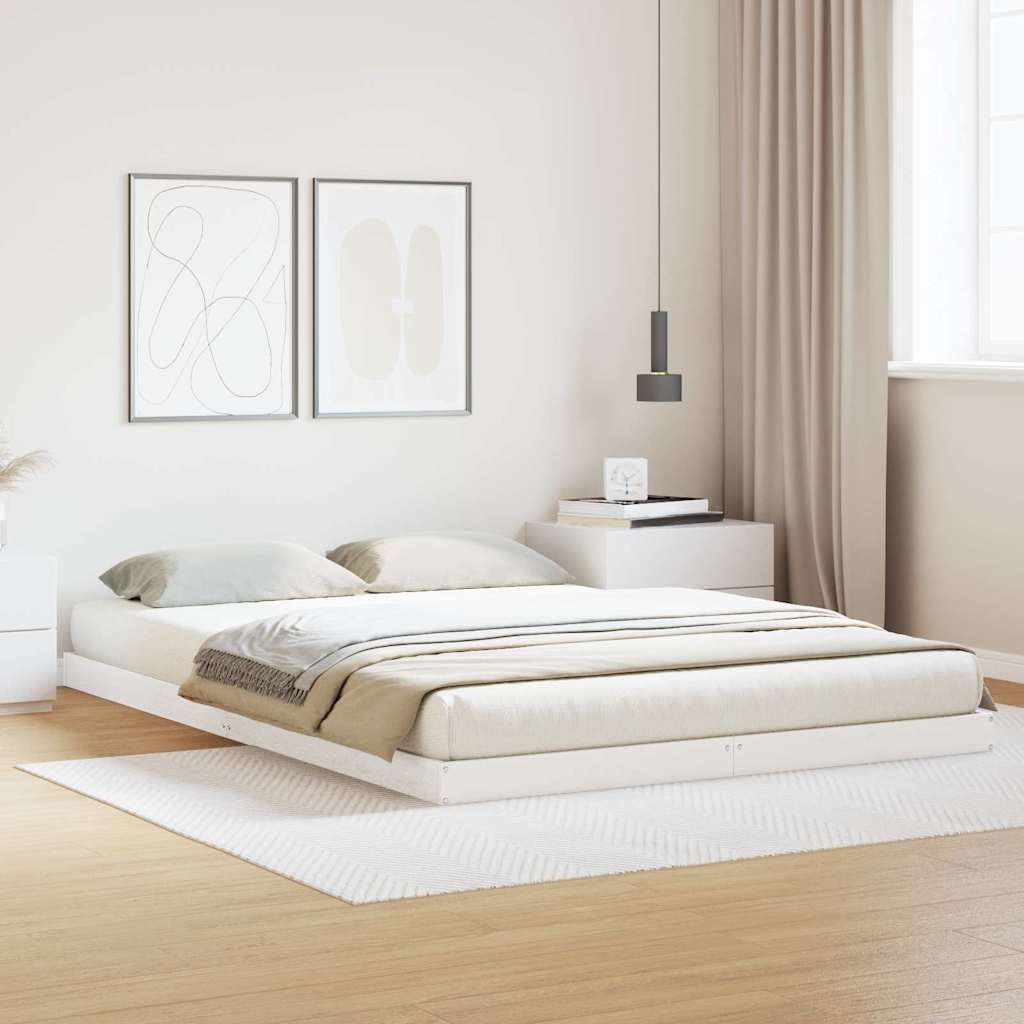 vidaXL Stelaż łóżkowy Biały 140 x 220 cm Lite drewno sosnowe