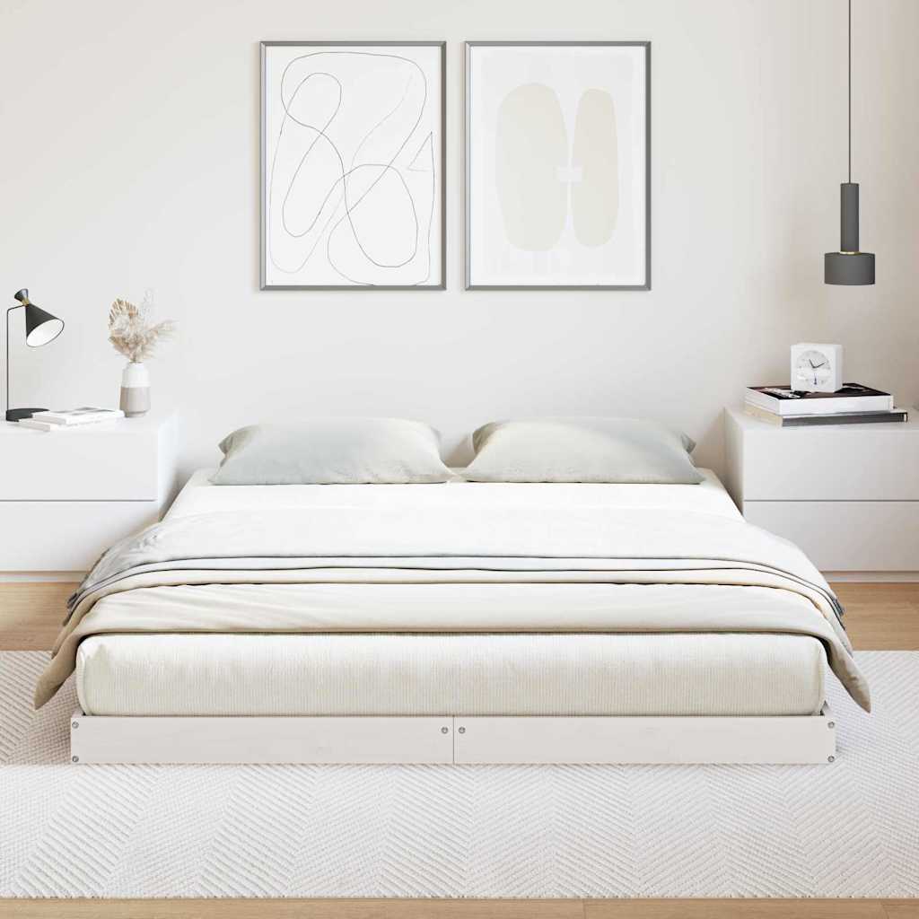 vidaXL Stelaż łóżkowy Biały 140 x 220 cm Lite drewno sosnowe