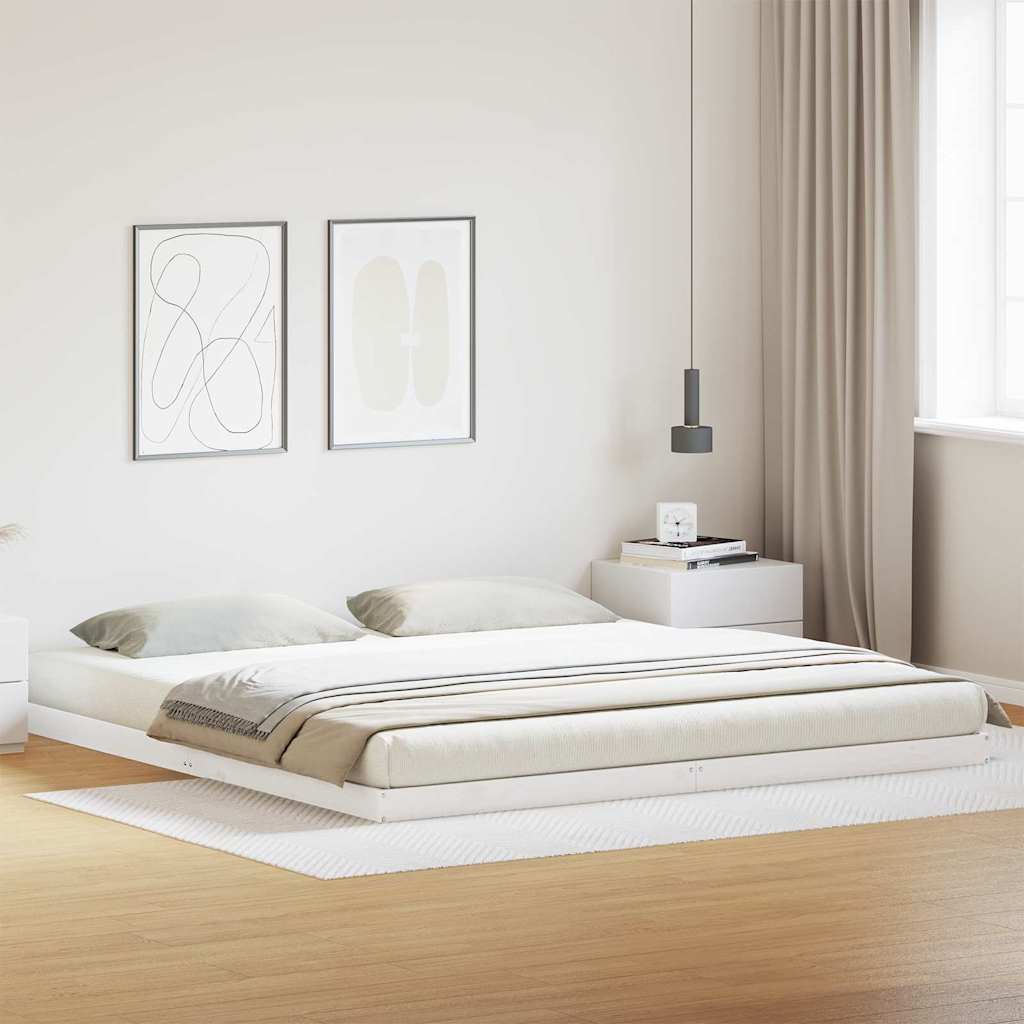 vidaXL Stelaż łóżkowy Biały 200 x 220 cm Lite drewno sosnowe