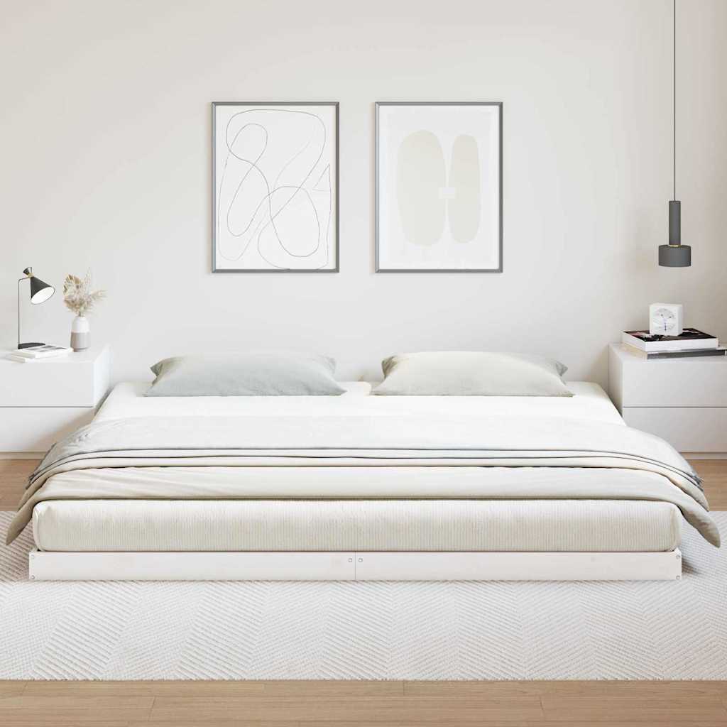 vidaXL Stelaż łóżkowy Biały 200 x 220 cm Lite drewno sosnowe