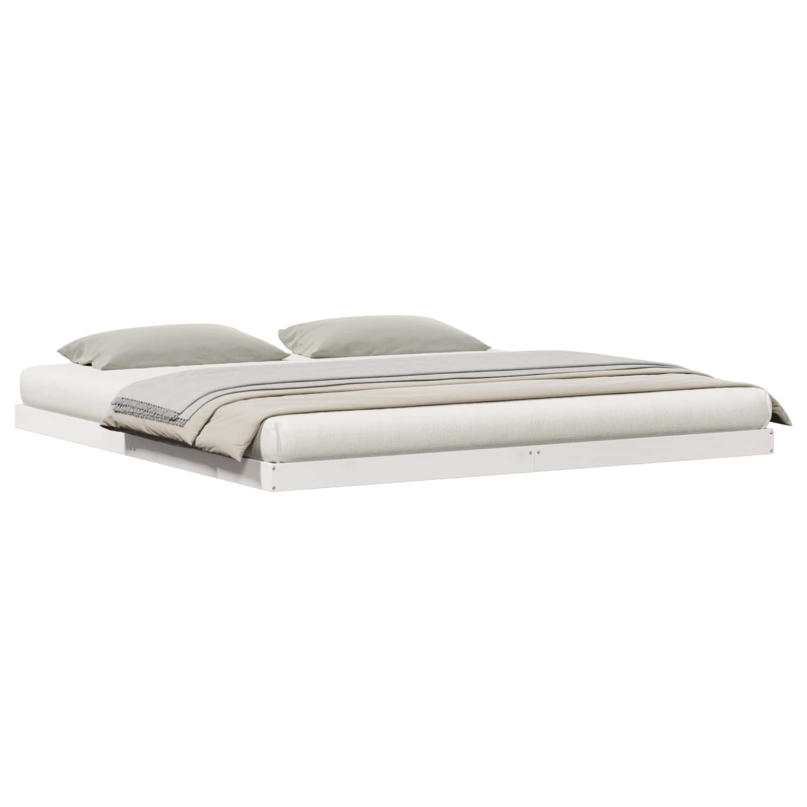 vidaXL Stelaż łóżkowy Biały 200 x 220 cm Lite drewno sosnowe