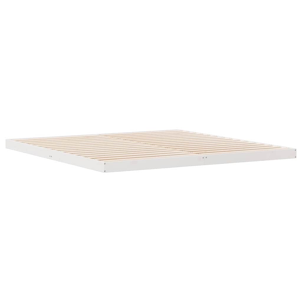 vidaXL Stelaż łóżkowy Biały 200 x 220 cm Lite drewno sosnowe