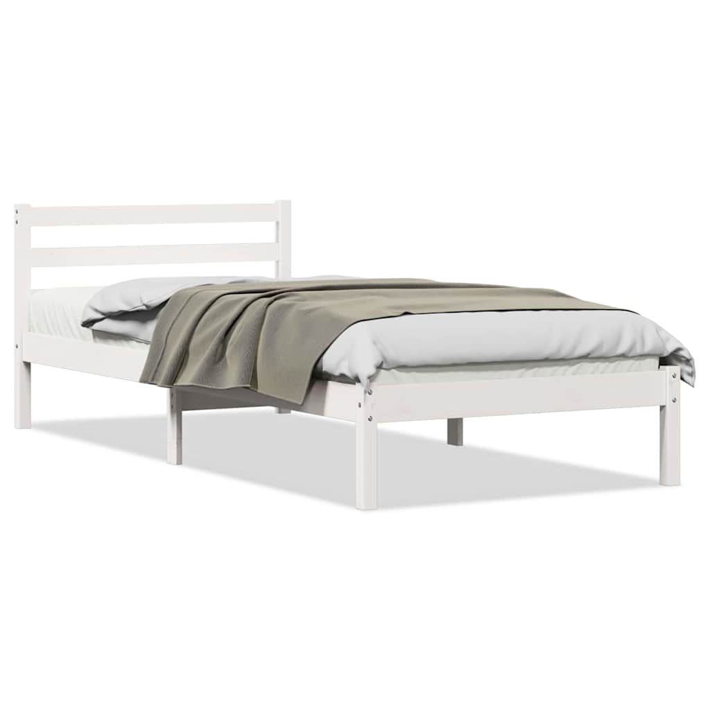 vidaXL Ramka łóżka Biały 215,5 x 85,5 x 69,5 cm Lite drewno sosnowe