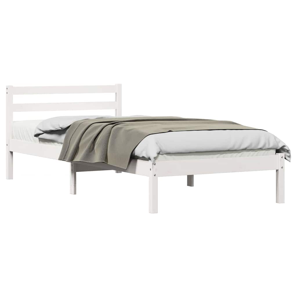 vidaXL Ramka łóżka Biały 215,5 x 95,5 x 69,5 cm Lite drewno sosnowe